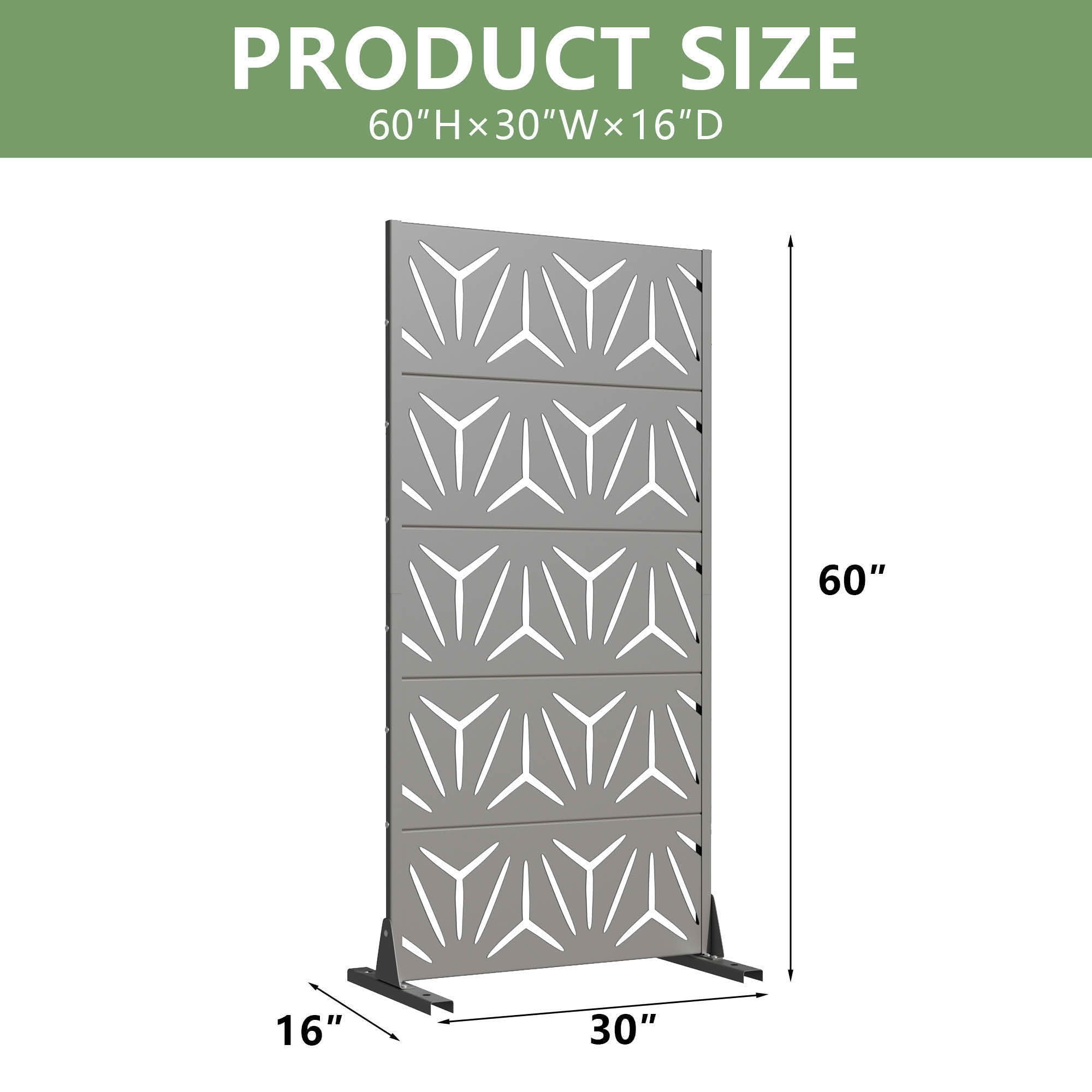 MAYEERTY 59x30 Gray Outdoor Natural Privacy Panel Screen, 5 Piece Set Natural Folding Divider for Backyard and Garden