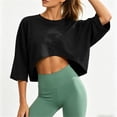 thumbnail image 4 of Posijego Workout Tops for Women 3/4 Sleeve Crop Tops Summer Athletic Running Yoga Sport Tees Activewear Gym Shirts for Ladies, 4 of 8