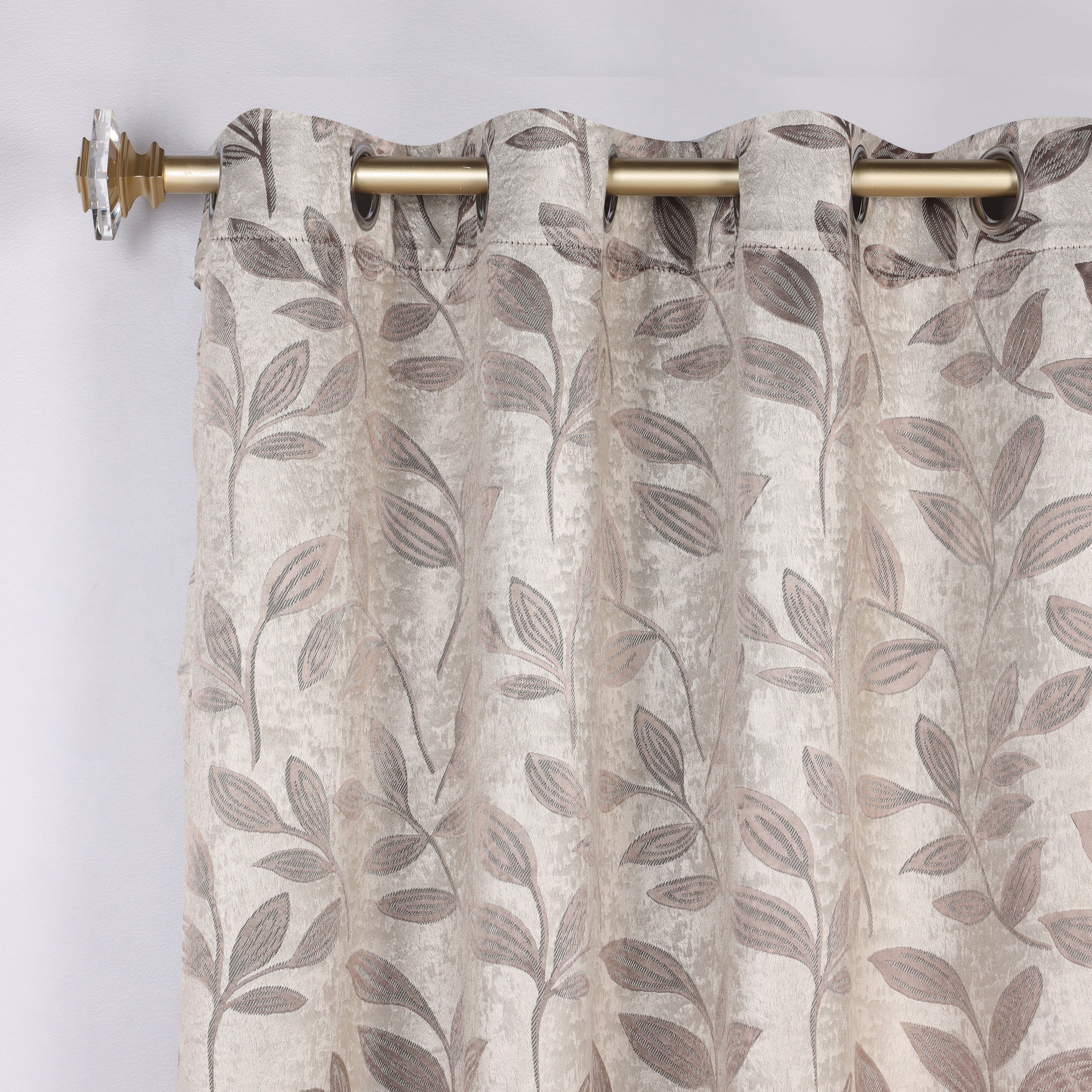 Superior Blackout Leaves Curtains Set of 2, Light Filtering Grommet Curtain Panel Set, Espresso, 46"W x 63"L