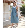 thumbnail image 3 of PUWEI Women's Loose Overall Dress Adjustable Straps Casual Barrel Midi Dress Bib Romper with Pockets, 3 of 7