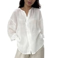 thumbnail image 2 of Endives Womens Linen Shirt Button Down Shirts Long Sleeve Casual Blouses Linen Clothes Thin Lightweight Breathable Womens Top, 2 of 6