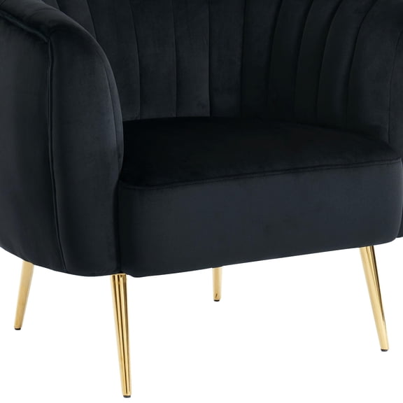 Furniture of America Darque Fabric Upholstered Accent Chair in Black/Gold