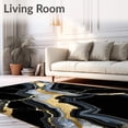 thumbnail image 2 of ODIKA 6'x9' Machine Washable Non-Slip Area Rug, Agate Style Gold Vein Modern Marble Look Entry Porch High Traffic Rug, Black, 100929, 2 of 7