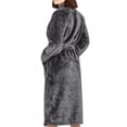 thumbnail image 4 of Cotton Paradise Mens and Womens Robe, Warm Fleece Unisex Bathrobes, Soft Plush House Robes, Medium-Large, Dark Gray, 4 of 7