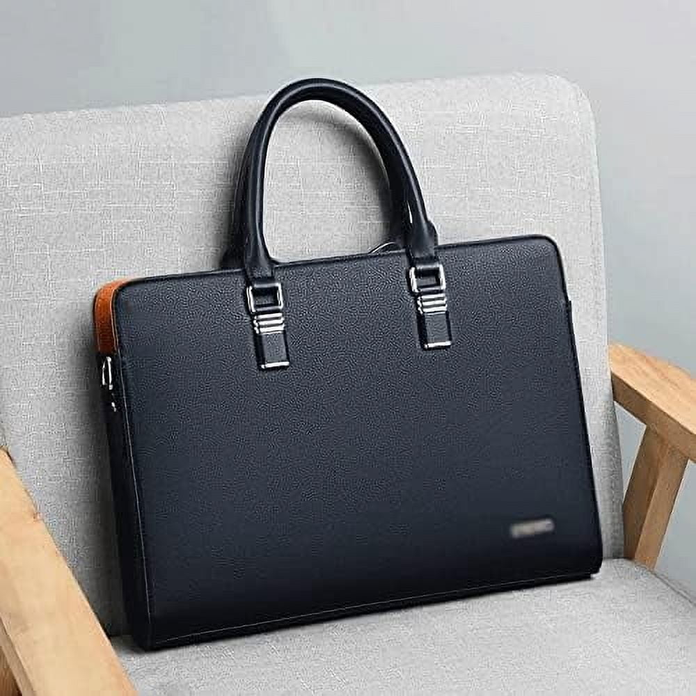 RKXQT Men's Bag Leather Shoulder Bag for Business Briefcase Laptop Casual Large Capacity Handbag (Color : Black Size : 15inch) (Black 14inch)