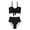 Black, variant on Women'S Seashell Textured Bikini Sets Knotted Front 2 Piece Swimsuits Ruffle Trim Bathing Suits Turquoise S