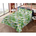 thumbnail image 4 of Ambesonne Daisy Print Fitted & Flat Sheet with Shams 4 Pcs Set, Chamomile Pattern Art, Queen, Yellow Reseda Green, 4 of 5