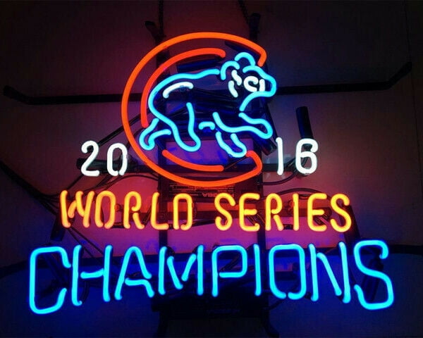 New Chicago Cubs Retro Logo Word Series Neon Light Sign 17"x14" 