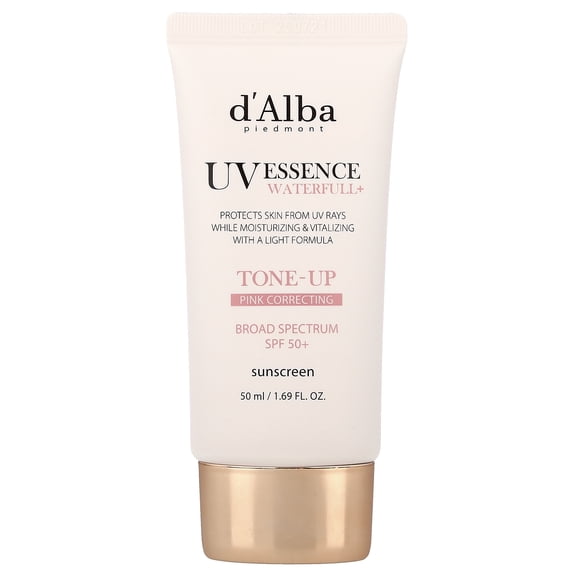 d'Alba UV Essence Waterfull  Sunscreen, Tone-Up Pink Correcting, SPF 50 , 1.69 fl oz (50 ml)