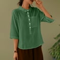 thumbnail image 6 of Mittory Cotton Linen Tops for Women 3/4 Sleeve Lapel V Neck Summer Loose Fit Boho Tunic Tops Casual Blouse, 6 of 6