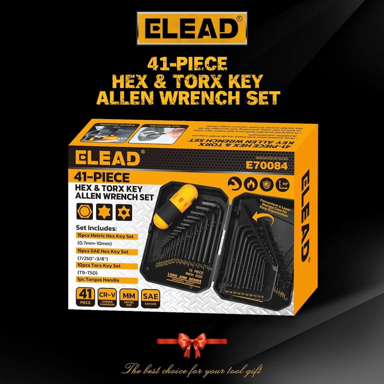 Hex Key Allen Wrench Set: 41-Piece Hex and Torx Key Set with
