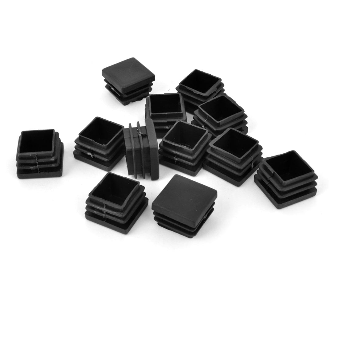 Unique Bargains 12 Pcs Antislip Plastic Square 25mm x 25 mm Chair Foot Cover Table Furniture Leg Protector Balck