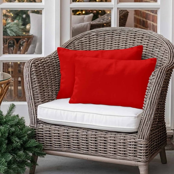 Outdoor Pillow Covers Waterproof Pillow Cases Protector Christmas Red Pillowcase Pack of 2 Simplistic Throw Cushion Case for Pation Furniture,Couch,Living Room Sofa,20X12IN