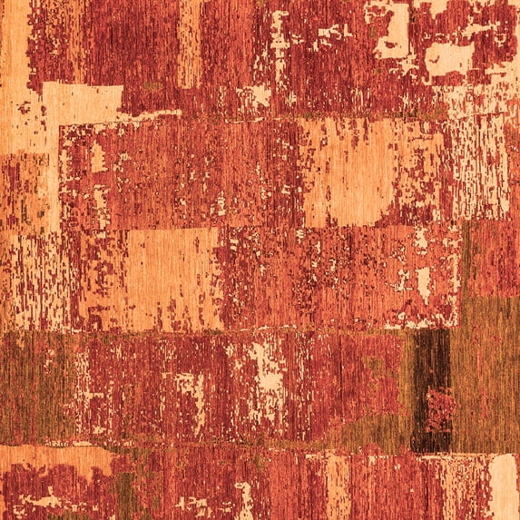 Ahgly Company Indoor Square Patchwork Orange Transitional Area Rugs, 3' Square