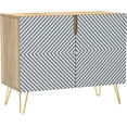 thumbnail image 3 of PixonSign Sideboard Buffet Cabinet, Kitchen Storage Cabinet with 2 Doors, Optical Illusion Diamond Patterns, Cupboard Console Table for Dining Room - 35" L x 18" W x 29" H, 3 of 5