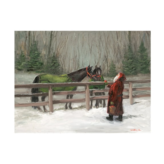 Trademark Fine Art Mary Miller Veazie Santa With Horses Canvas Wall Art - 14x19