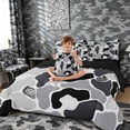 thumbnail image 3 of Manfei Camouflage Seashell Starfish Silhouette Bedding Comforter Set for Kids Boys and Girls, Black Gray King Bedding Sets, Black Reversible 7 Pieces, 3 of 6