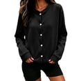thumbnail image 3 of Bovxnpu Women's Pajama Tops Cardigan Button Long Sleeve Fleece Jacket Plus Sleepwear, 3 of 8