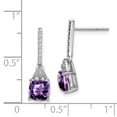 thumbnail image 2 of 925 Sterling Silver Diamond Amethyst Earrings Drop Dangle, 2 of 6