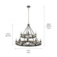 thumbnail image 4 of Medieval-Style 15-Light Chandelier in Weathered Zinc Finish with 2-Tier Round Steel Frame 44 inches W X 38.75 inches H Bailey Street Home, 4 of 4
