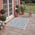 thumbnail image 4 of SAFAVIEH Courtyard Josiah Floral Medallion Indoor/Outdoor Area Rug, Ivory/Navy, 4' x 4' Square, 4 of 14