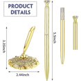 thumbnail image 3 of Ensemble de 2 Porte-Stylos Ronds Creux et Stylos avec Grand Stylo Cristal Diamant Fixé sur Bureau, (Or), 3 of 5
