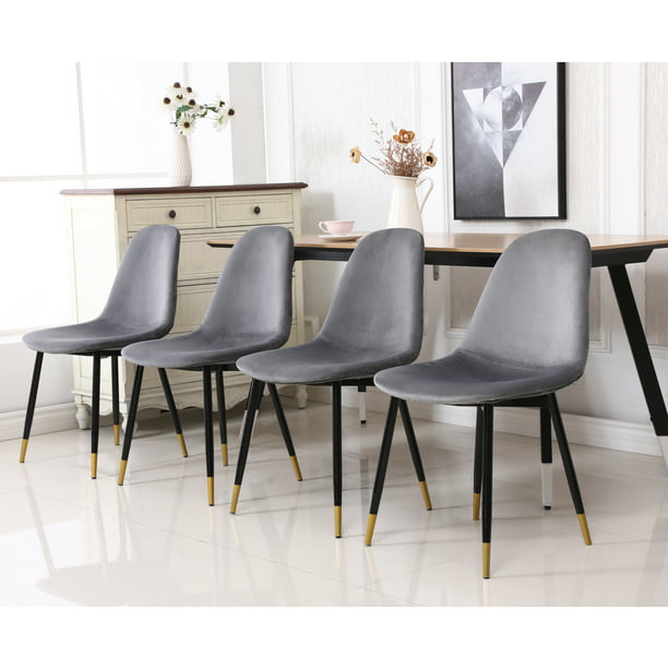 Lassan Contemporary Fabric Dining, Silver Dining Chairs Set Of 4