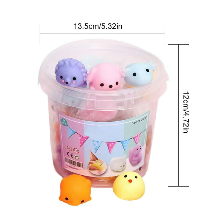 Atopoler 24pcs Mochi Squeeze Toys Mini Kawaii Stuff for Kids Small Animals Pack Toys Filled with Clear Box, Adult Unisex, Size: 3, 24Pcs/Set