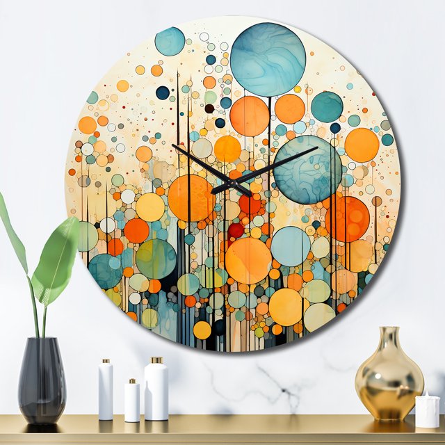 Designart "Nostalgic Remix IV" Collages Abstraits Horloge Murale Surdimensionnée