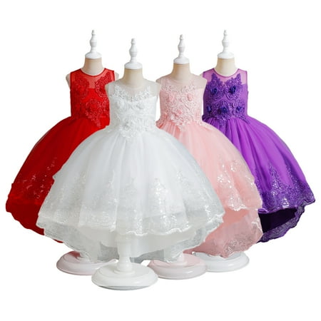 

KYAIGUO Baby Girls Sleeveless Princess Dress Kids Dress Pageant Embroidery Dresses for Girls Tulle Girls Ball Gowns 4-12y
