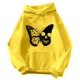 thumbnail image 4 of RUTAYY Women's Hoodies Butterfly Print Casual Loose Fit Long Sleeve with Drawstring Pockets Pullover Streetwear Autumn Outerwear Hooded Sweatshirt Yellow, 4 of 4