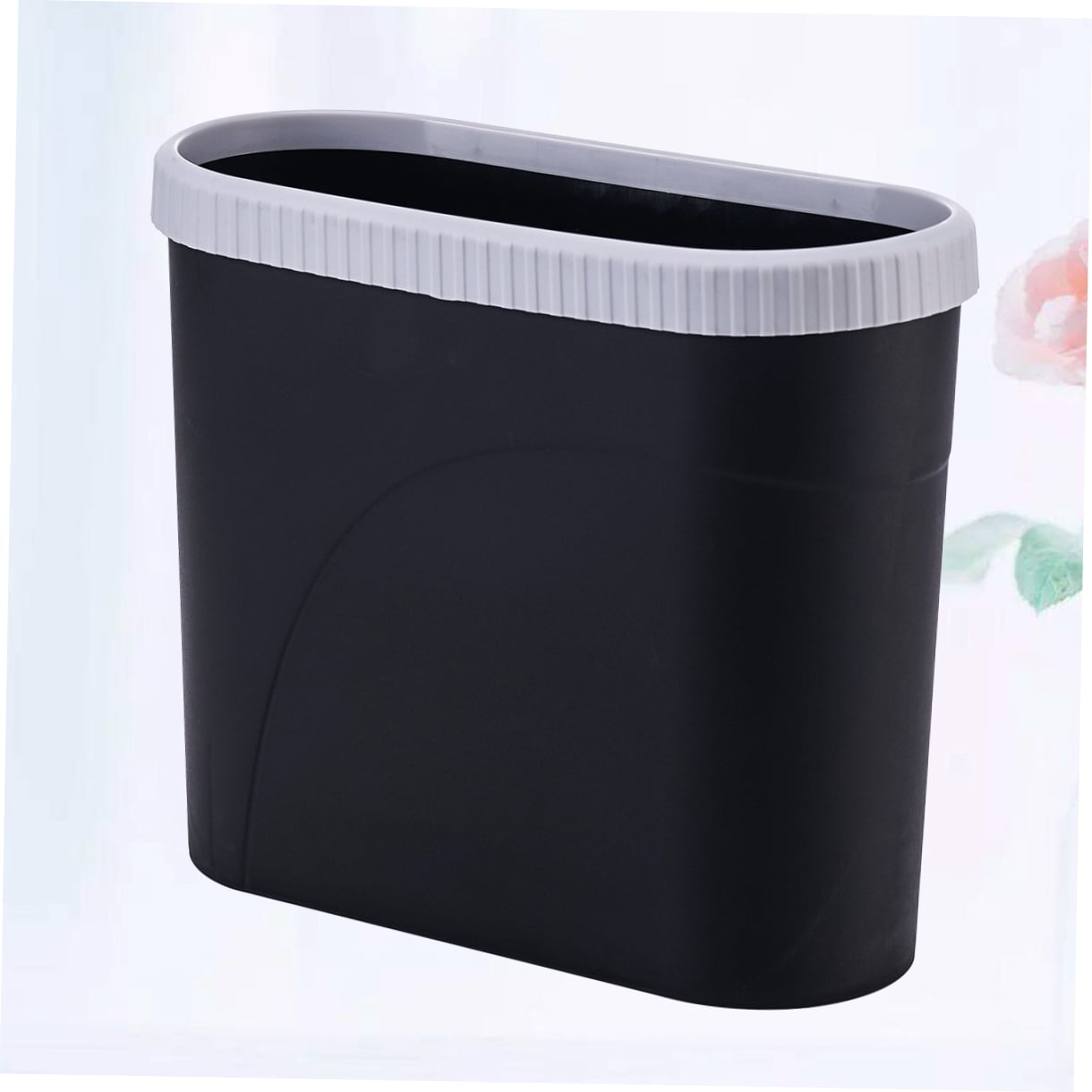 UPKOCH Black Plastic Trash Can for Home Use AntiImpact Waste Bin Storage Barrel 10.5L