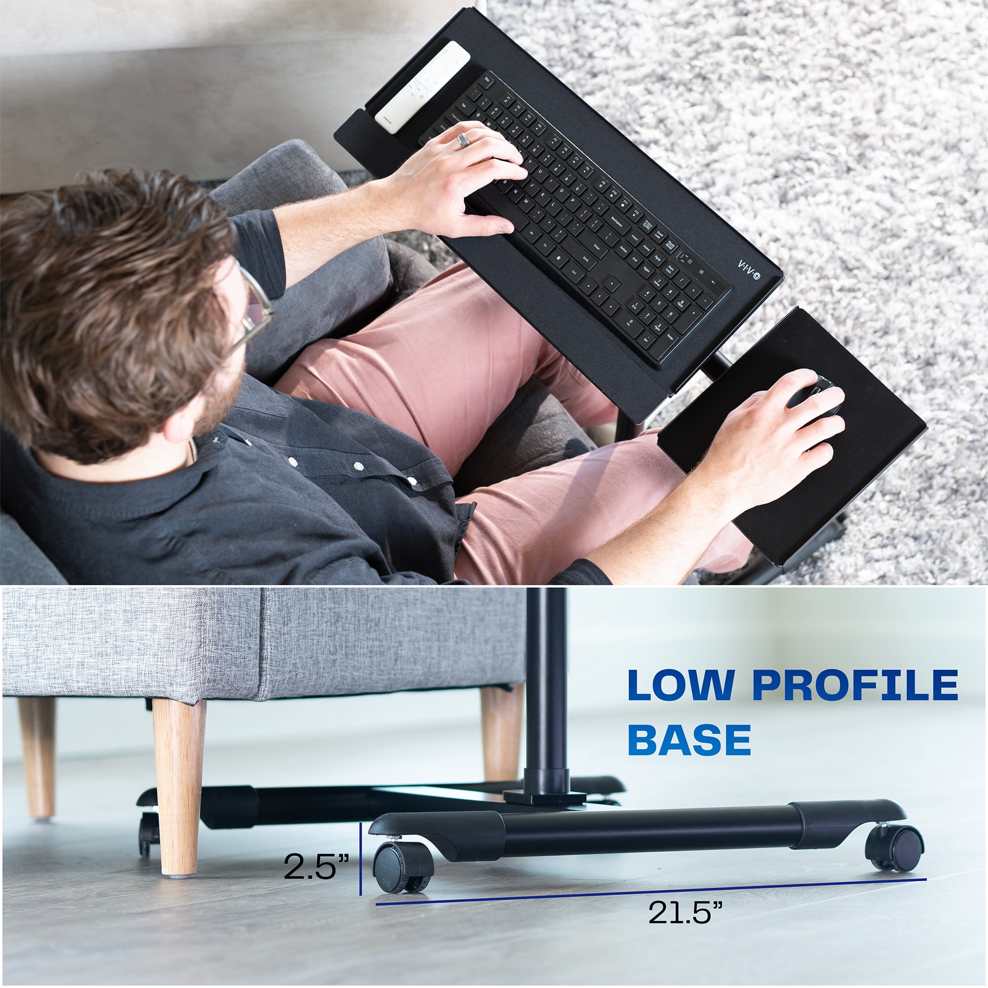 VIVO Black Freestanding Keyboard Tray Cart