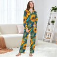 thumbnail image 6 of FORMRS Womens Pajama Set Long Sleeve Top and Pants with Pockets Soft Comfy Lounge Sleepwear, Sizes S-2XL, Stained Glass Sunflowers Pattern, 6 of 7