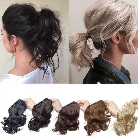 S-noilite Adjustable Messy Style Ponytail Hair Extension with Jaw Claw Synthetic Hair-Piece and braiding ponytail ash blonde & bleach blonde , 11