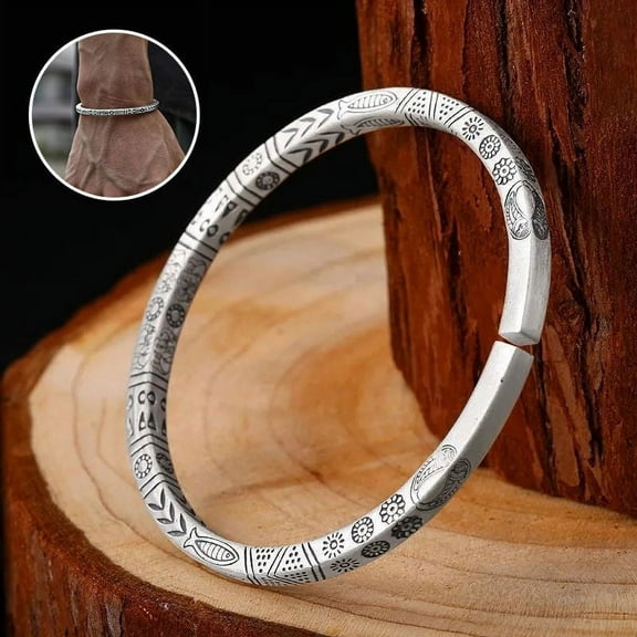 Dengmore Bracelet Men's Retro Totem Solid Bracelet Fashion Ethnic Style Cupronickel Plated Open Bracelet