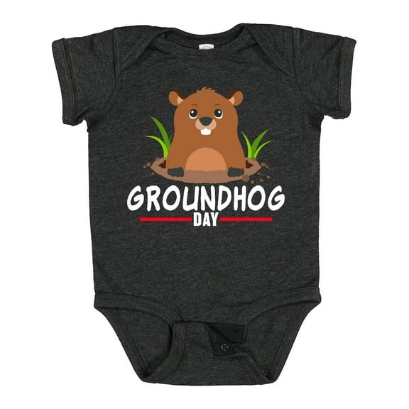 Inktastic Groundhog Day with Cute Groundhog Illustration Boys or Girls Baby Bodysuit