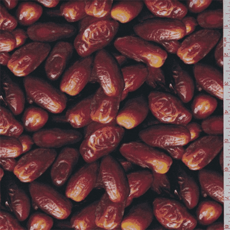Da Tex Material - Brown Date Print Cotton, Fabric By the Yard