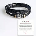 thumbnail image 2 of EOEMY New To My Son Love You Forever Leather Braided Bracelet Wristband + Gift Card-Black-7.4 In/19 Cm, 2 of 9