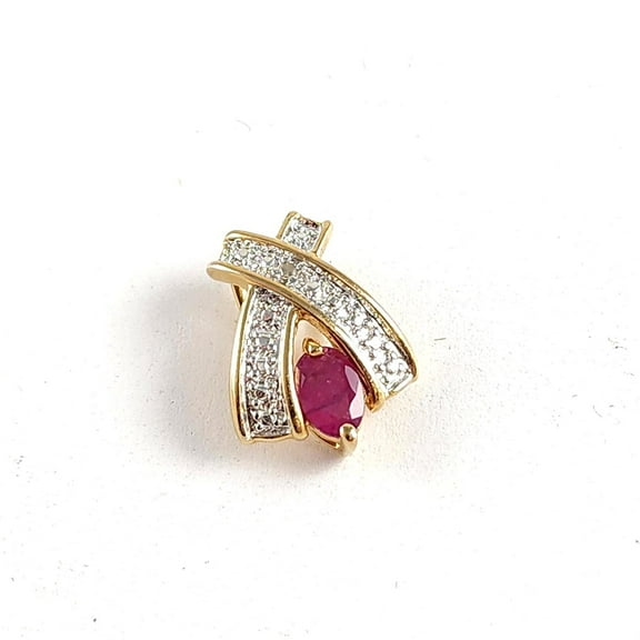 Silver & Stone Jewels Pretty Oval Cut Pink Cubic Zirconia 14K Yellow Gold Finish Pendant