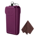 thumbnail image 1 of Funda doble para gafas Fintie, piel vegana, color morado, con gancho, 1 of 7