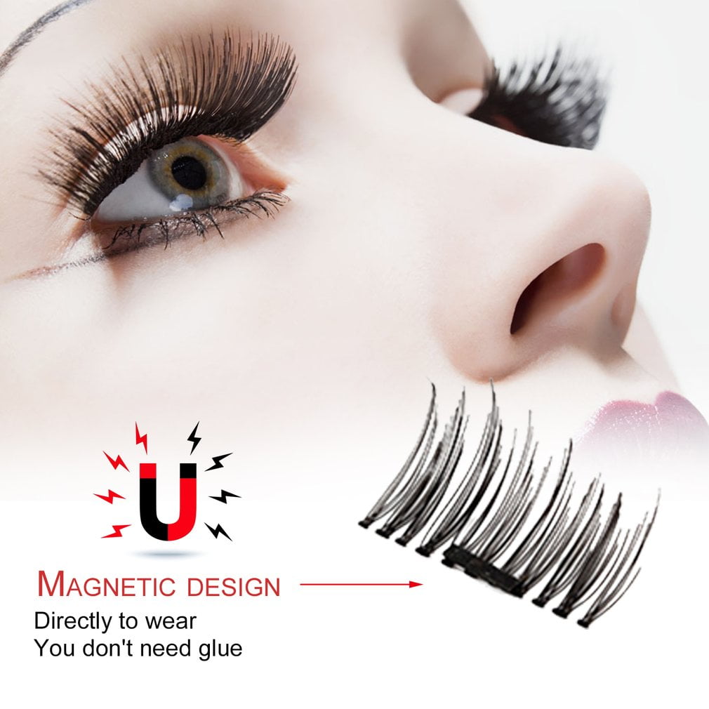 3D Permanent Eyelash Glue Free Material Eyelashes 4 Pieces