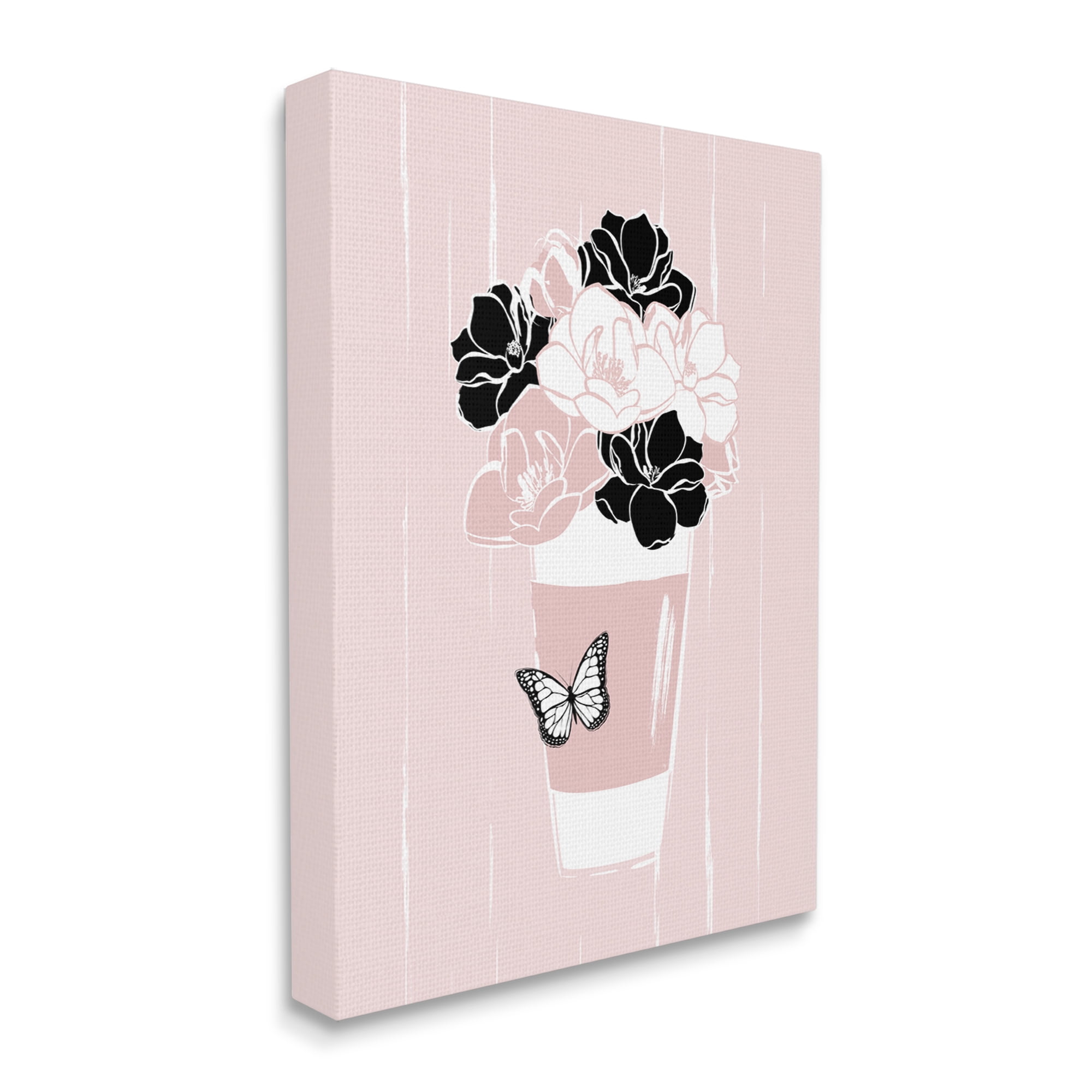 Stupell Industries Casual Coffee Cup Pink Assorted Flowers Arrangement Graphic Art Gallery Wrapped Canvas Print Wall Art, Design by Martina Pavlova