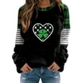 thumbnail image 2 of Uootdi Plaid Love Heart Irish Saint Pattys Shamrock Long Sleeve Shirts for Women St Patricks Day Crewneck Sweatshirts Holiday Trendy Pullover Tops Gift, 2 of 5