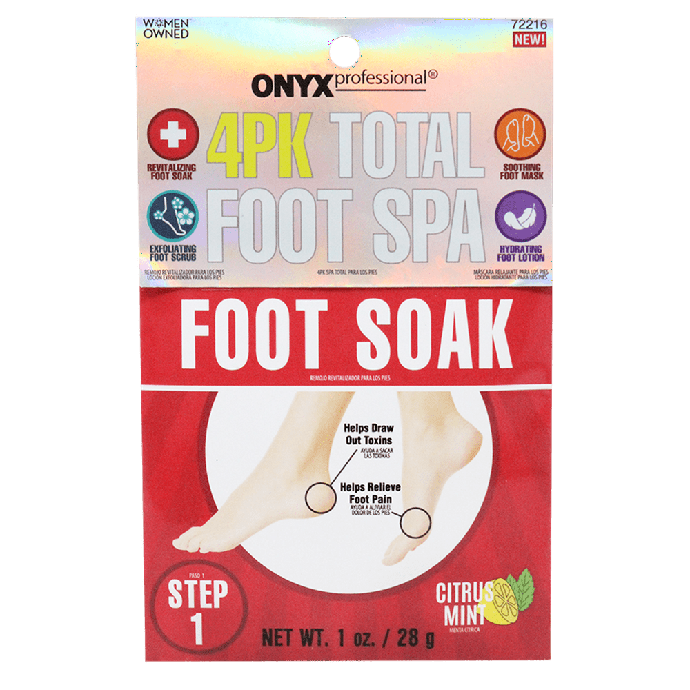 ONYX PROFESSIONAL 4 Pack Foot Spa, 1 oz. packs, Citrus and Mint scented