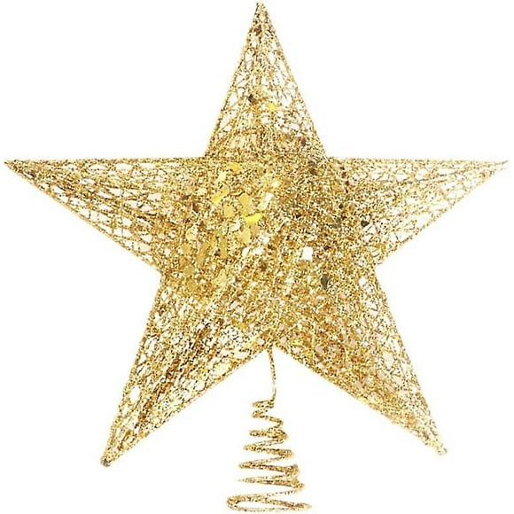 15cm Gold Christmas Tree Topper Glitter Metal Star Christmas Tree Glitter Topper Party Decoration