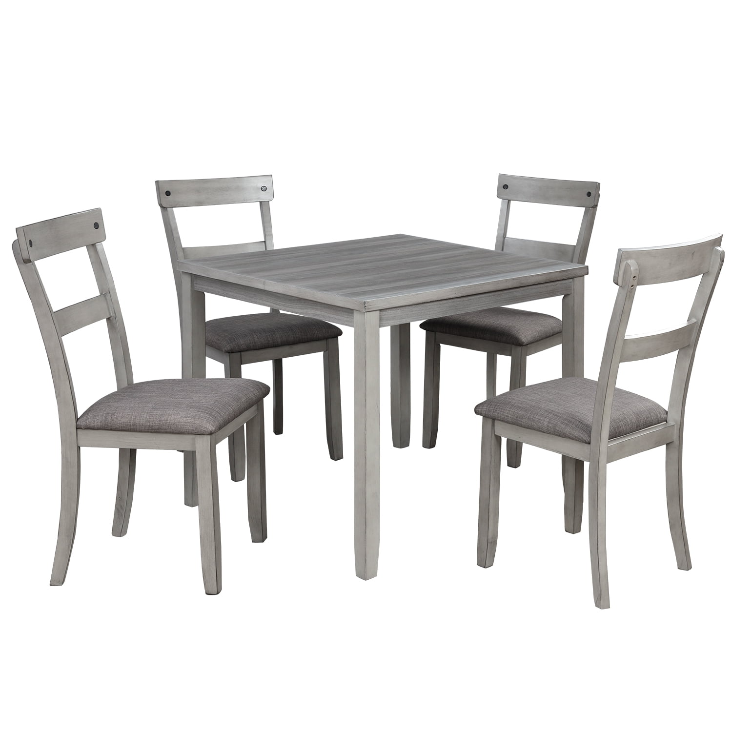 picture Light Grey Dining Table Set euroco wood 5 piece dining table set with cushions light gray walmart com