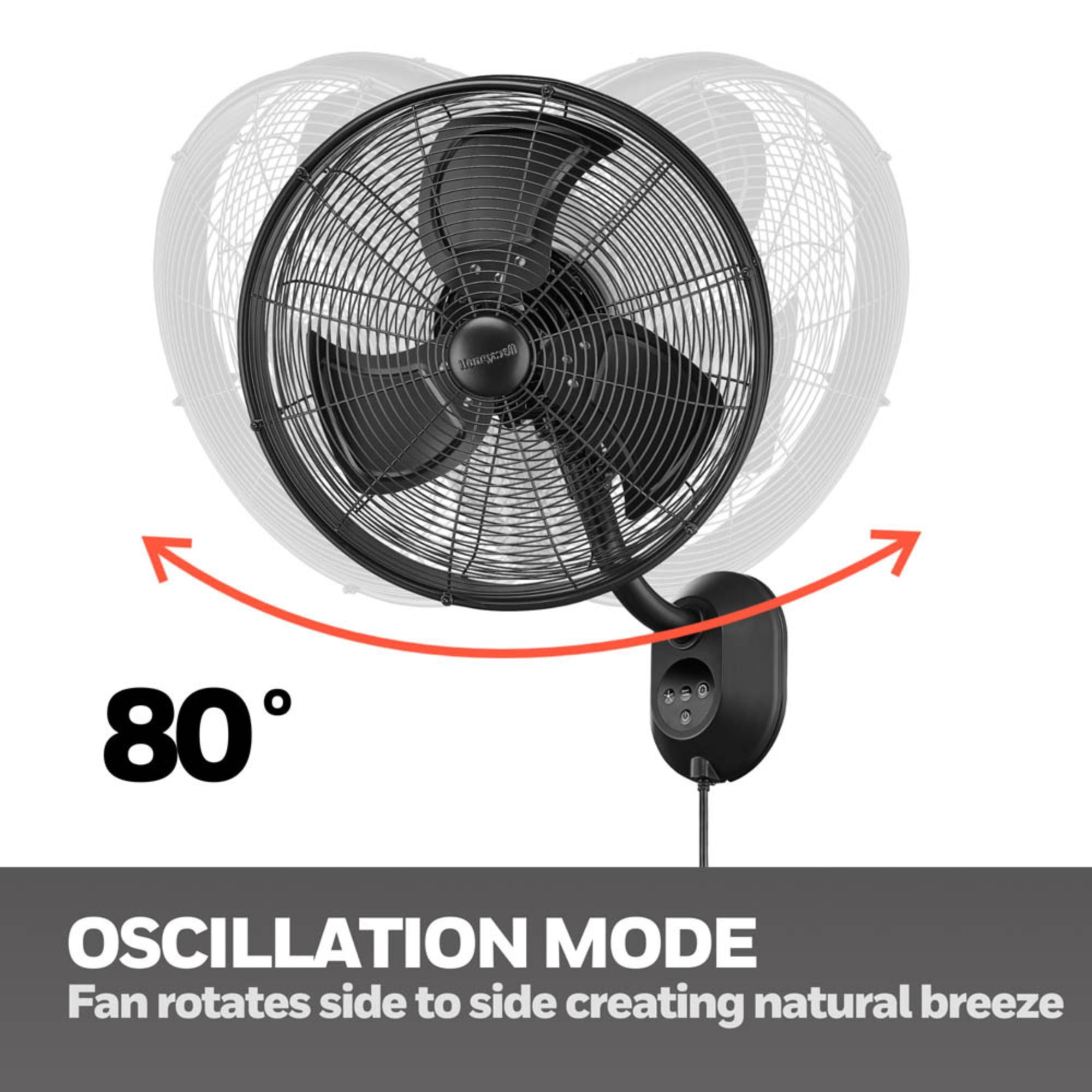 Honeywell Wall Fan, Oscillating Outdoor Wet-Rated Cooling Unit with Remote, Matte Black
