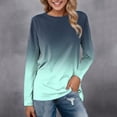 thumbnail image 2 of Women's T Shirts Women Daily Tops Long Sleeve Comfortable Gradient Print Tops Casual Long Sleeve Tunic Crew Neck Pullover Shirts Funny Tees, 2 of 4