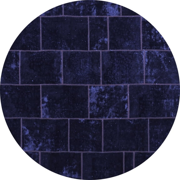 Ahgly Company Indoor Round Abstract Blue Contemporary Area Rugs, 5' Round